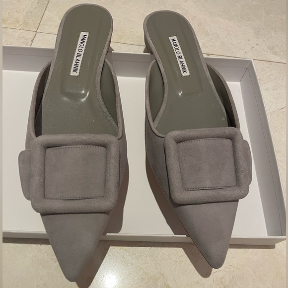 Manolo Blahnik - Grey 39 (9) - Maysale Suede Flats - Picture 6 of 6